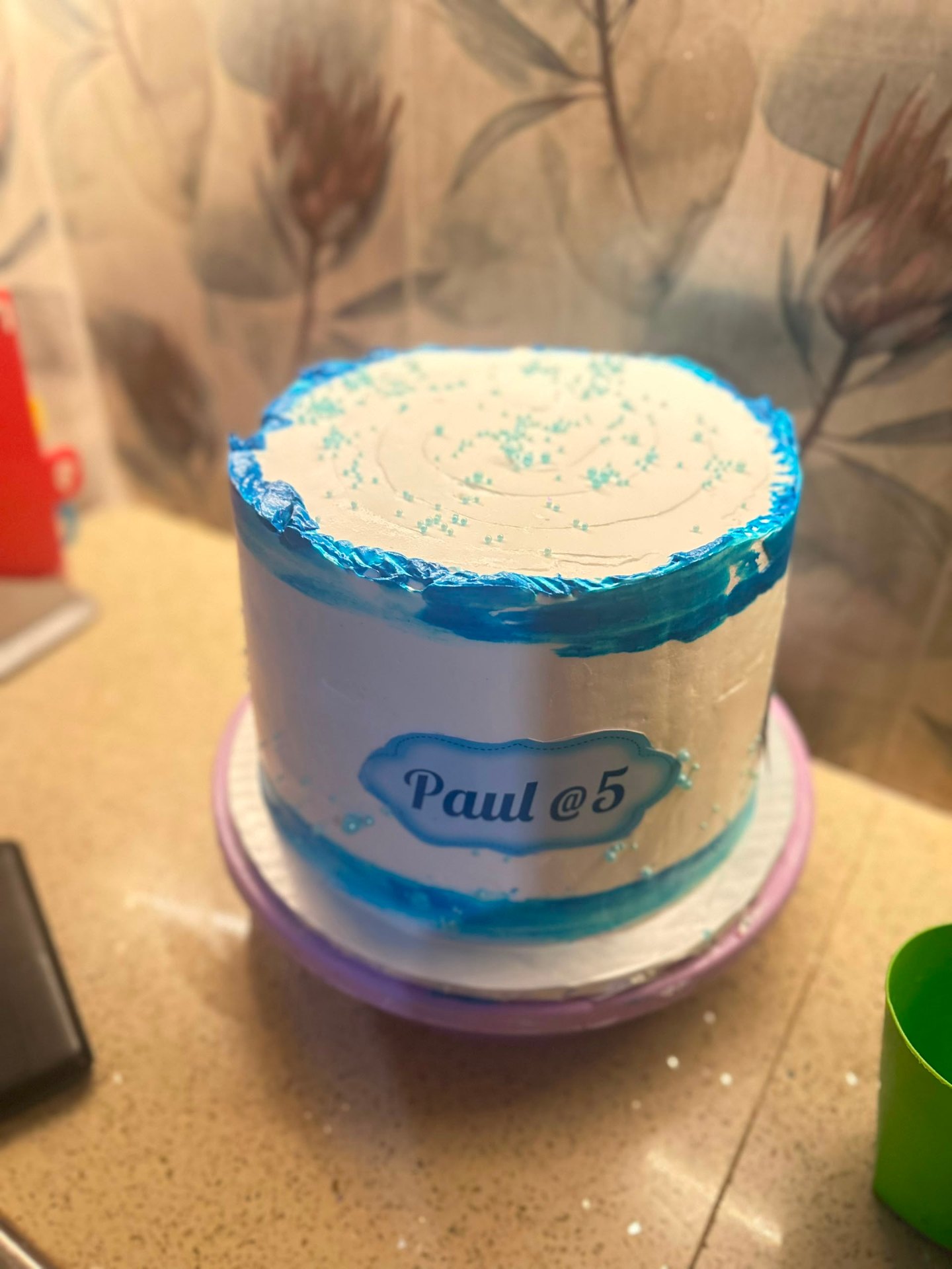 Blue Ombré 5th Birthday Cake